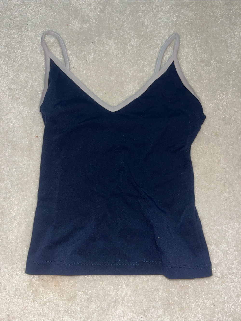 Garage Women's Navy V-Neck tank with Light Trim